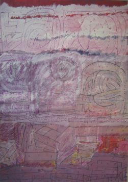 &bdquo;Warstwy genealogiczne&rdquo;, tektura, technika mieszana, 100 x 70 cm, 2009