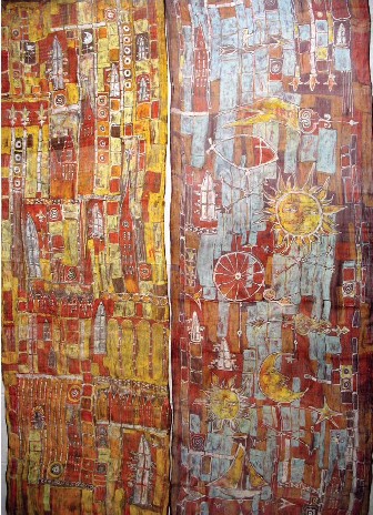 Elmira Seit-Ametova, &bdquo;Stare miasto&rdquo;, 165x120 cm, batik, jedwab, 2007